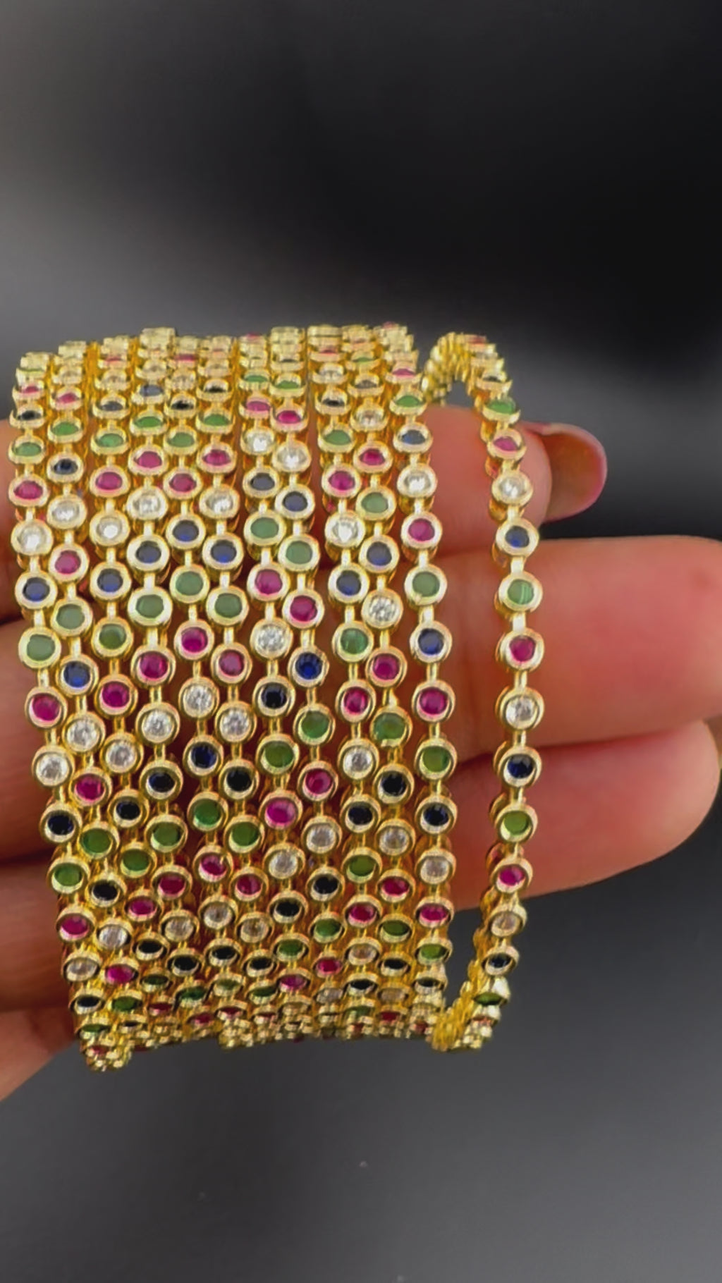 Gold and Silver Cubic Zirconia bangle is Designer inspired bangles set of 12/Indian Kada set