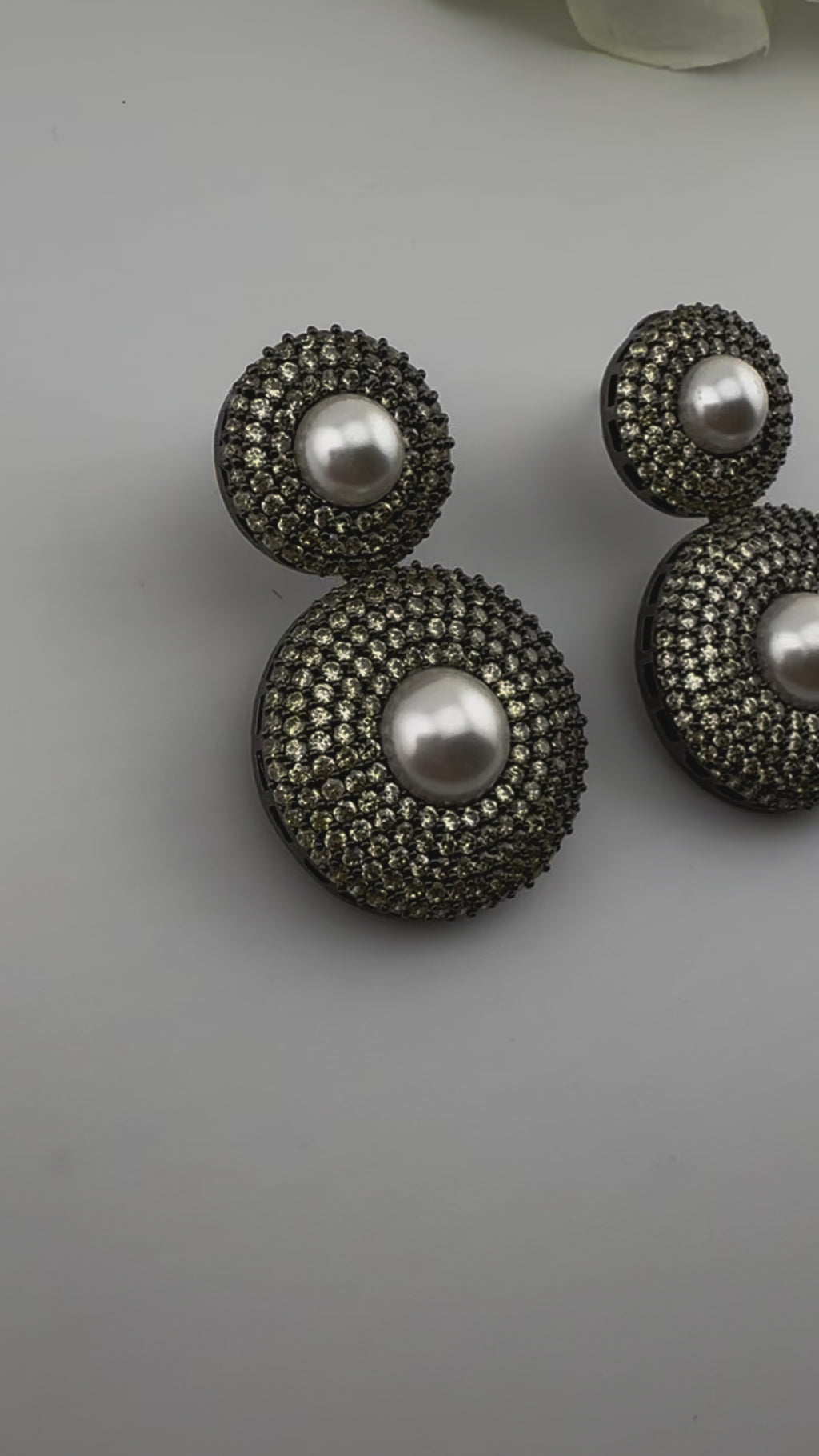 Premium Nano Setting Light Lemon green Cubic Zirconia with Pearls is Victorian designer Inspired Statement Drop Dangle earring/Lightweight