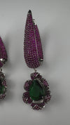 Leaf style Premium Cubic Zirconia, Crystal, Natural stone in silver color Long earrings