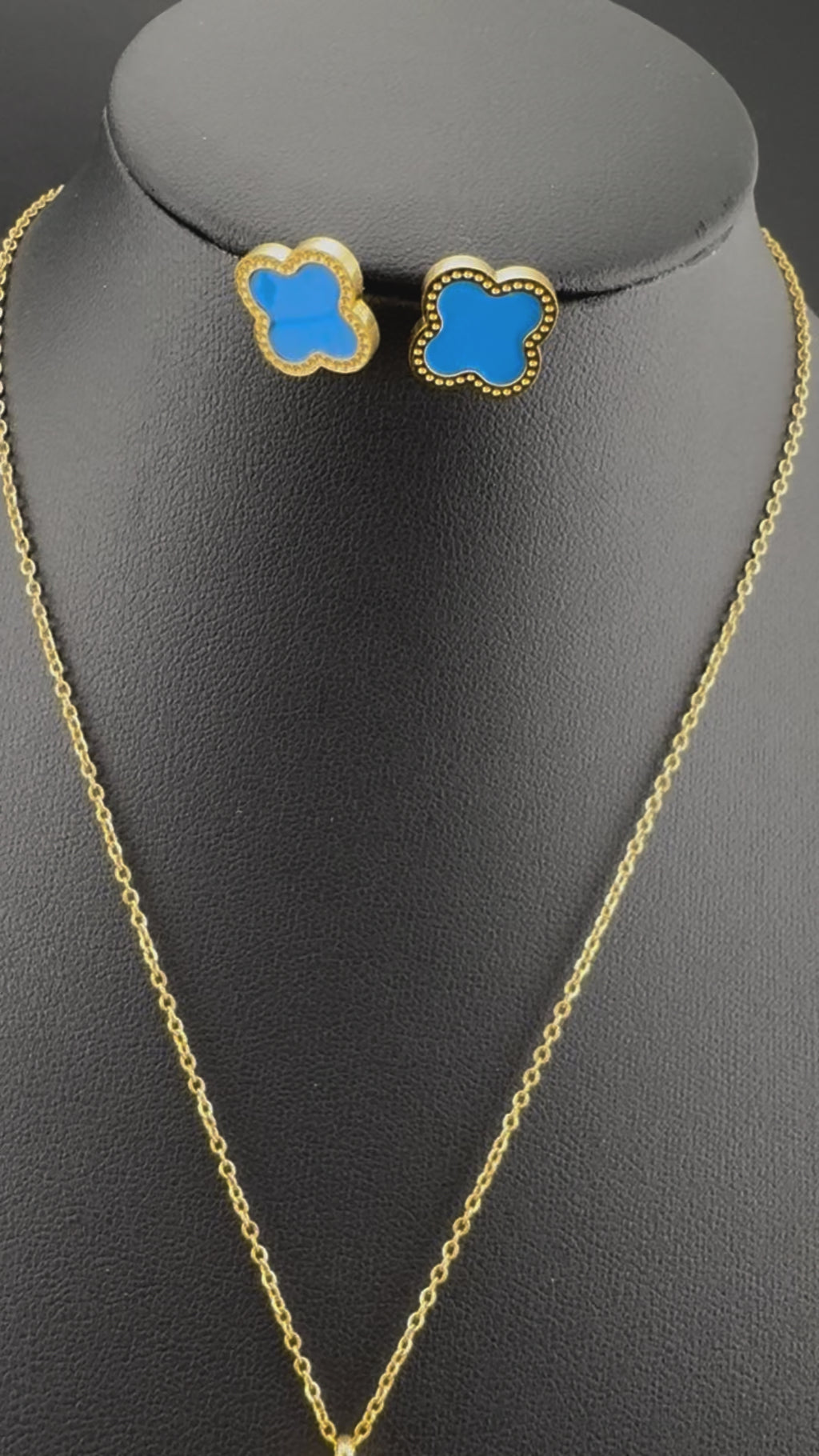 Anti-Tarnish Water resistant 18K Gold color plated clover Necklace SET with earrings and Bracelet/Office wear /Everyday jewelry/Light weight everyday jewelry