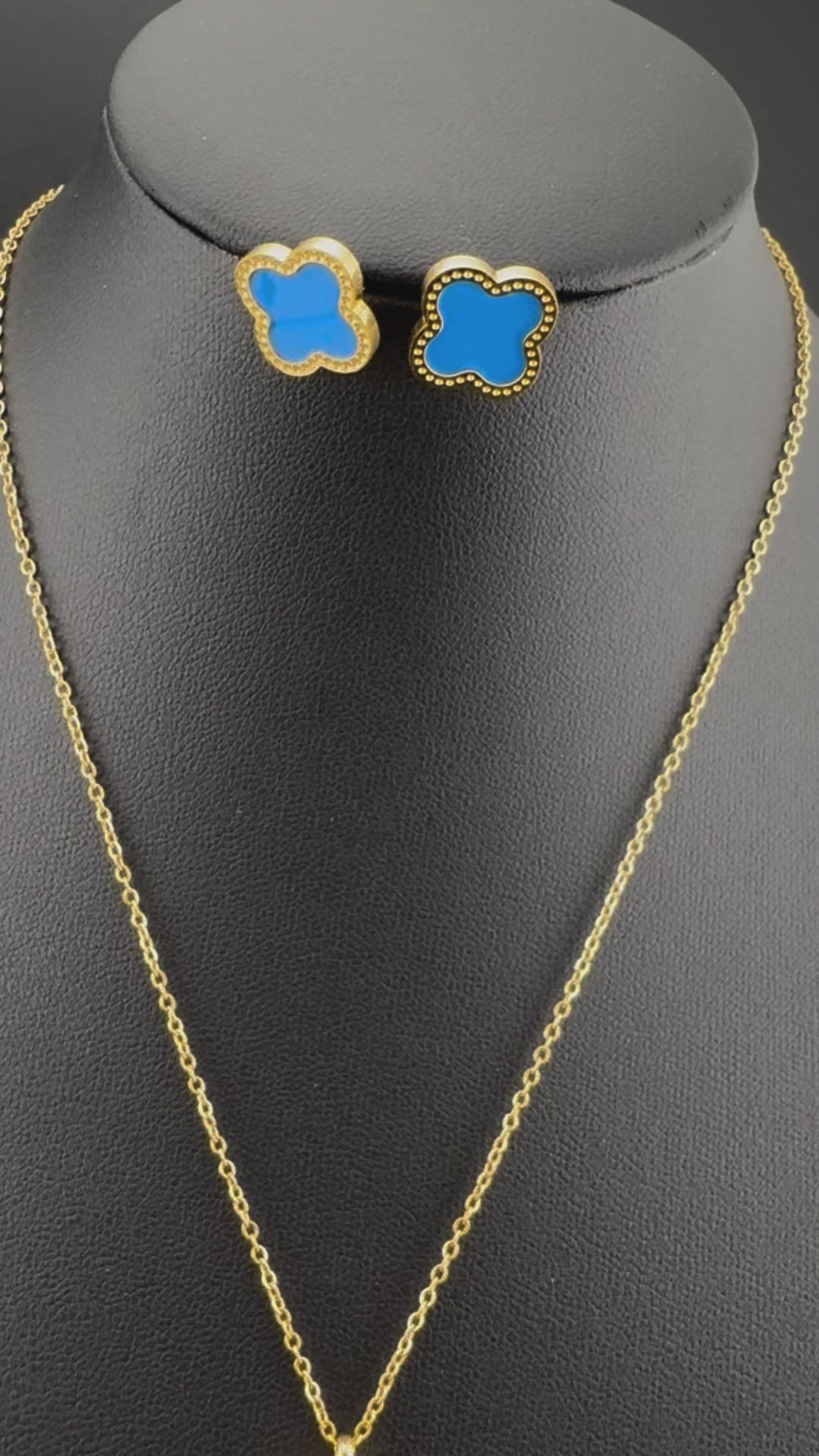 Anti-Tarnish Water resistant 18K Gold color plated clover Necklace SET with earrings and Bracelet/Office wear /Everyday jewelry/Light weight everyday jewelry