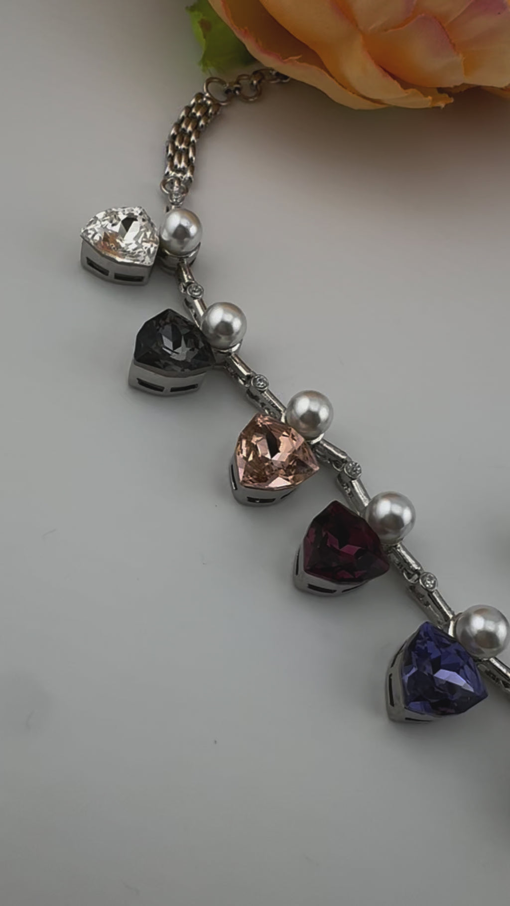 Premium High Shine Swarovski crystals, Cubic Zirconia Modern Necklace with stud earring/Indian jewelry/Collar Necklace set/Bridal necklace