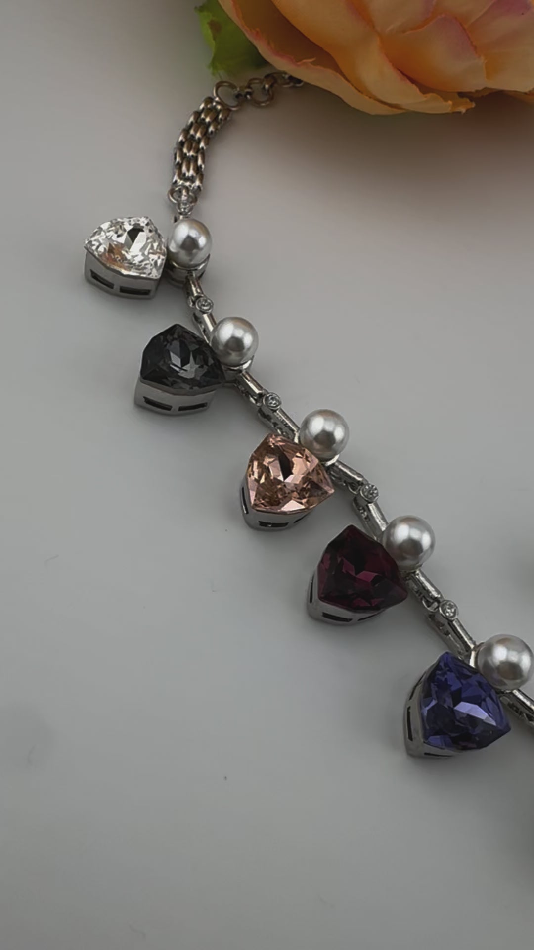 Premium High Shine Swarovski crystals, Cubic Zirconia Modern Necklace with stud earring/Indian jewelry/Collar Necklace set/Bridal necklace