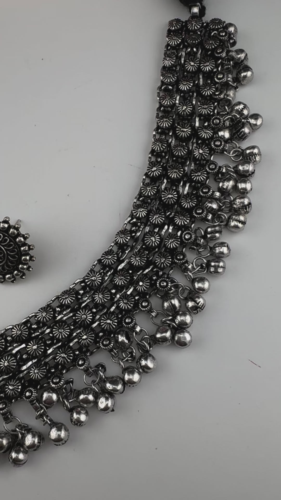 Premium Quality Oxidized silver polish German silver Antique looking with stud earrings and necklace set/Indian Necklace set/Garbha jewelry