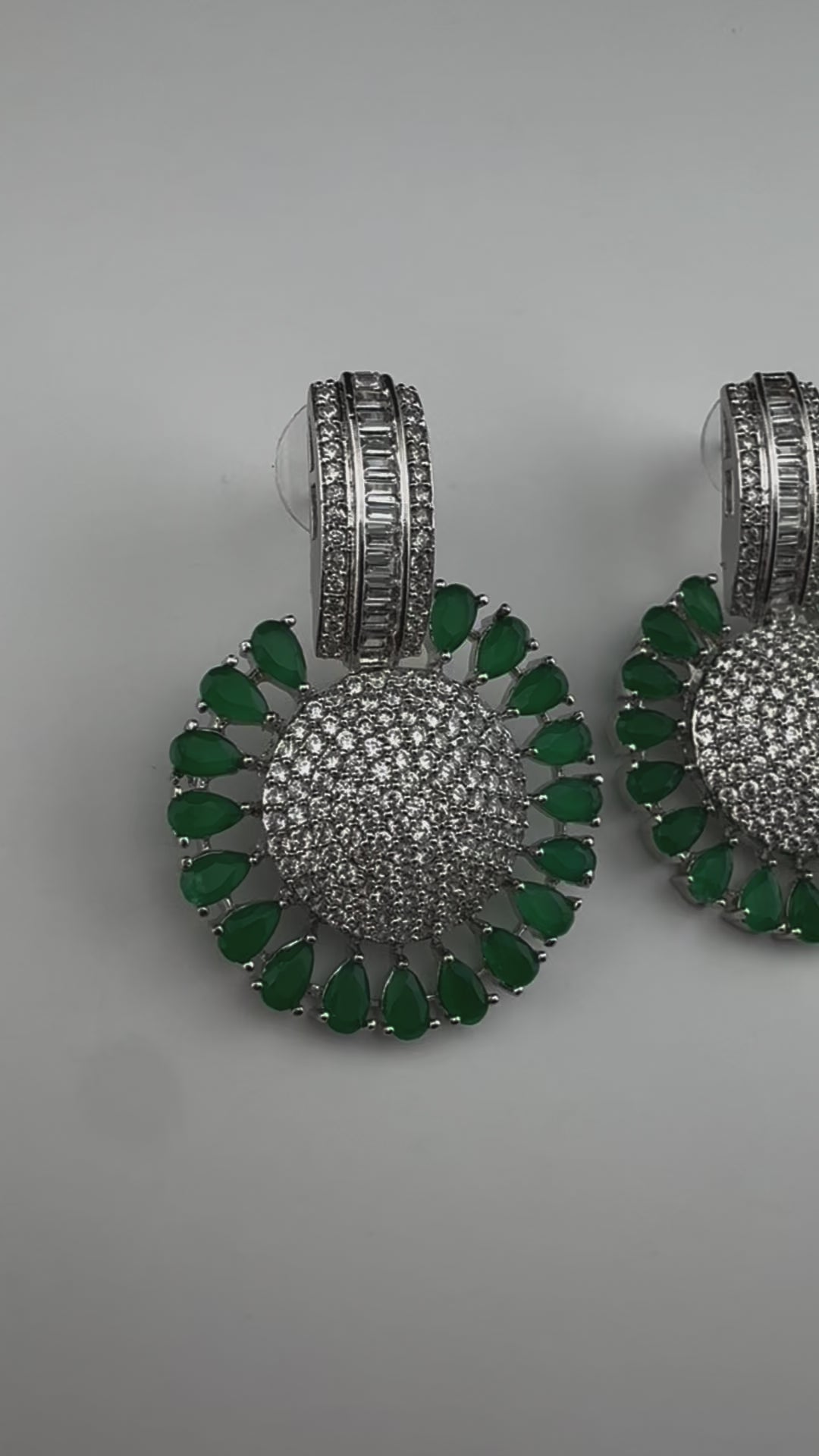 Premium Nano Setting Cubic Zirconia Chandelier earrings in Crystal stones in silver color Statement earrings