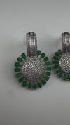 Premium Nano Setting Cubic Zirconia Chandelier earrings in Crystal stones in silver color Statement earrings