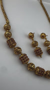Premium Quality Traditional matt Gold and stones Long Necklace with long earrings/Indian Bridal necklace/Matar Mala/Rani Haar/Gold Plated