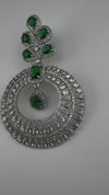 Premium Cubic Zirconia Oversized Chandelier earrings in stones in silver color is designer Inspired Long Statement earrings