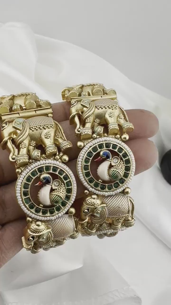 Matt Gold Broad bangle is Amrapali inspired Designer Openable bangle set of 2