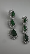 Premium Cubic Zirconia and Crystal stone in silver color Statement Long earrings