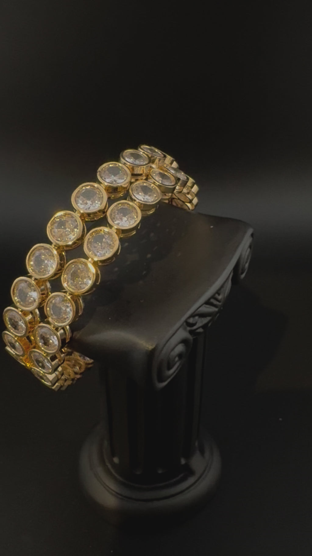 Gold Polki and Cubic Zirconia bangle is Designer inspired bangles set of 2