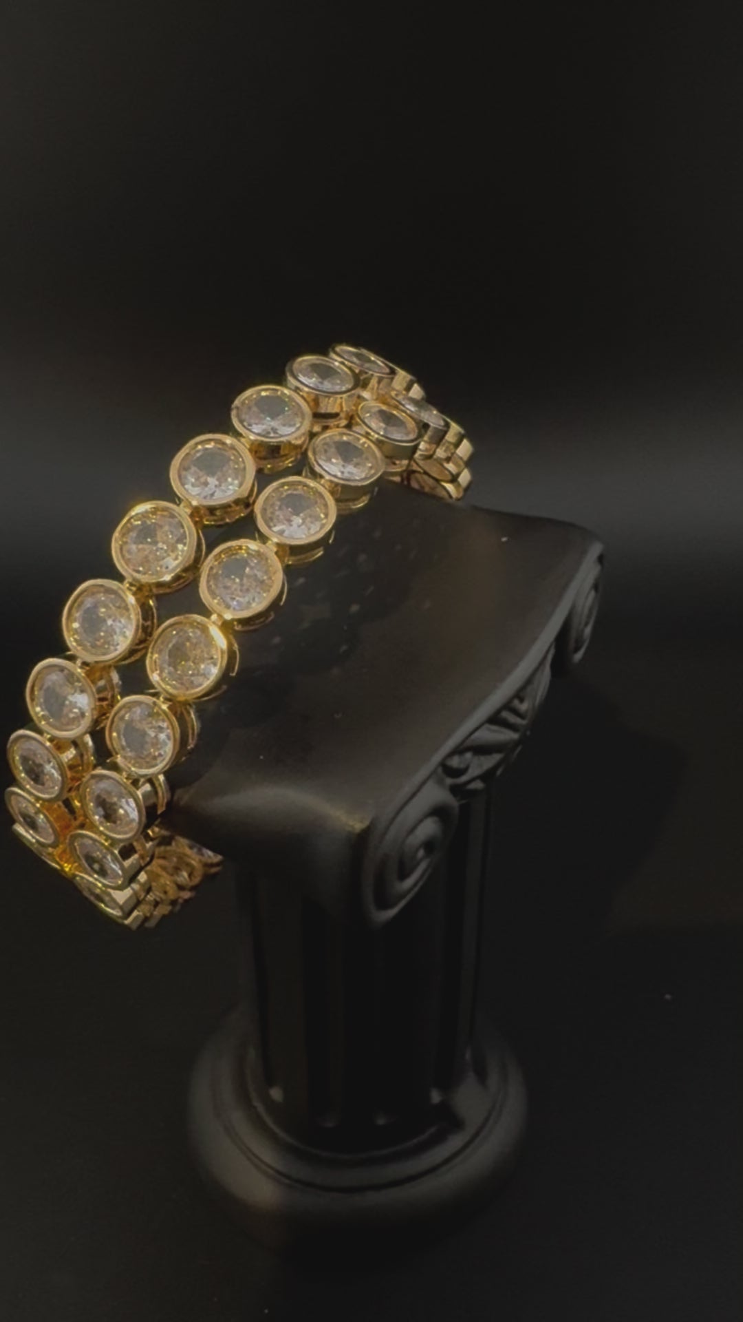 Gold Polki and Cubic Zirconia bangle is Designer inspired bangles set of 2