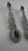 Premium Cubic Zirconia and Crystal stone in silver color is designer Inspired Statement Long earrings