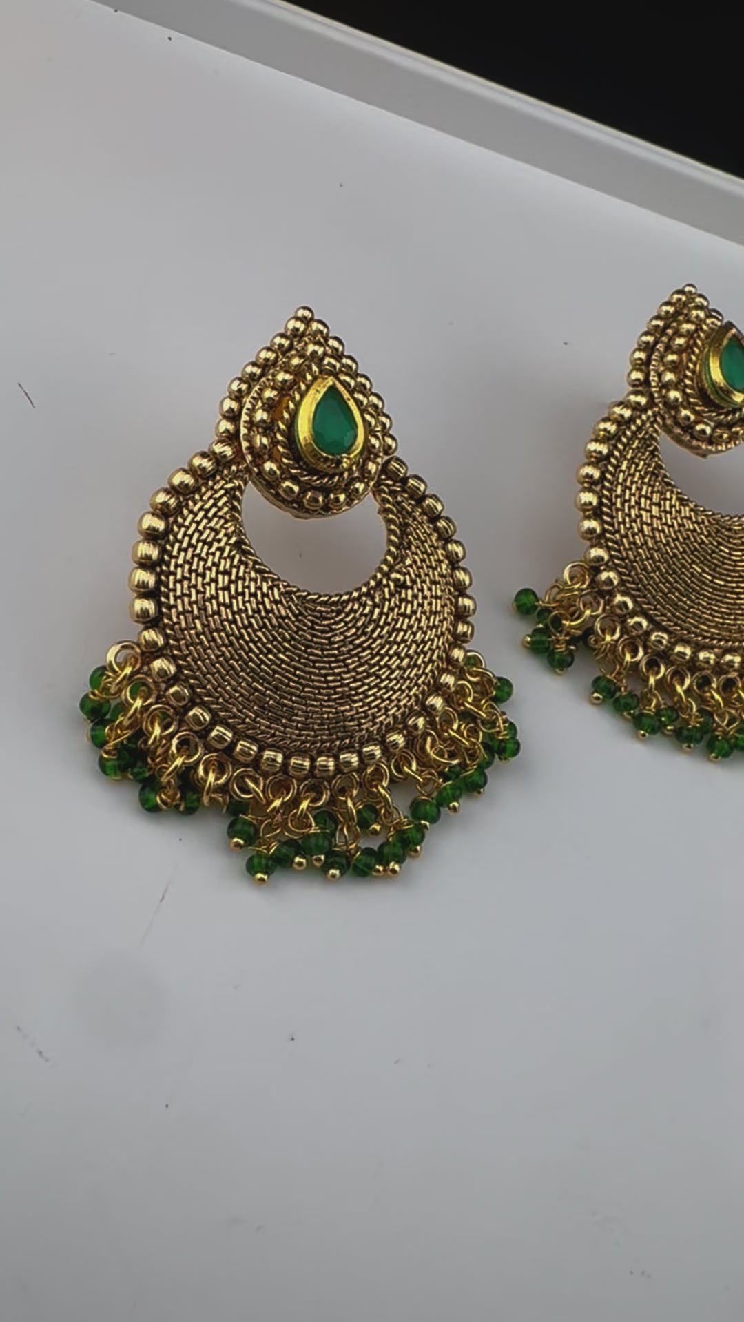 High Quality Chandbali with stones and pearls designer earrings/Chandelier earring/Chand Bali Earrings/Bridal jewelry/Gold polish Earrings