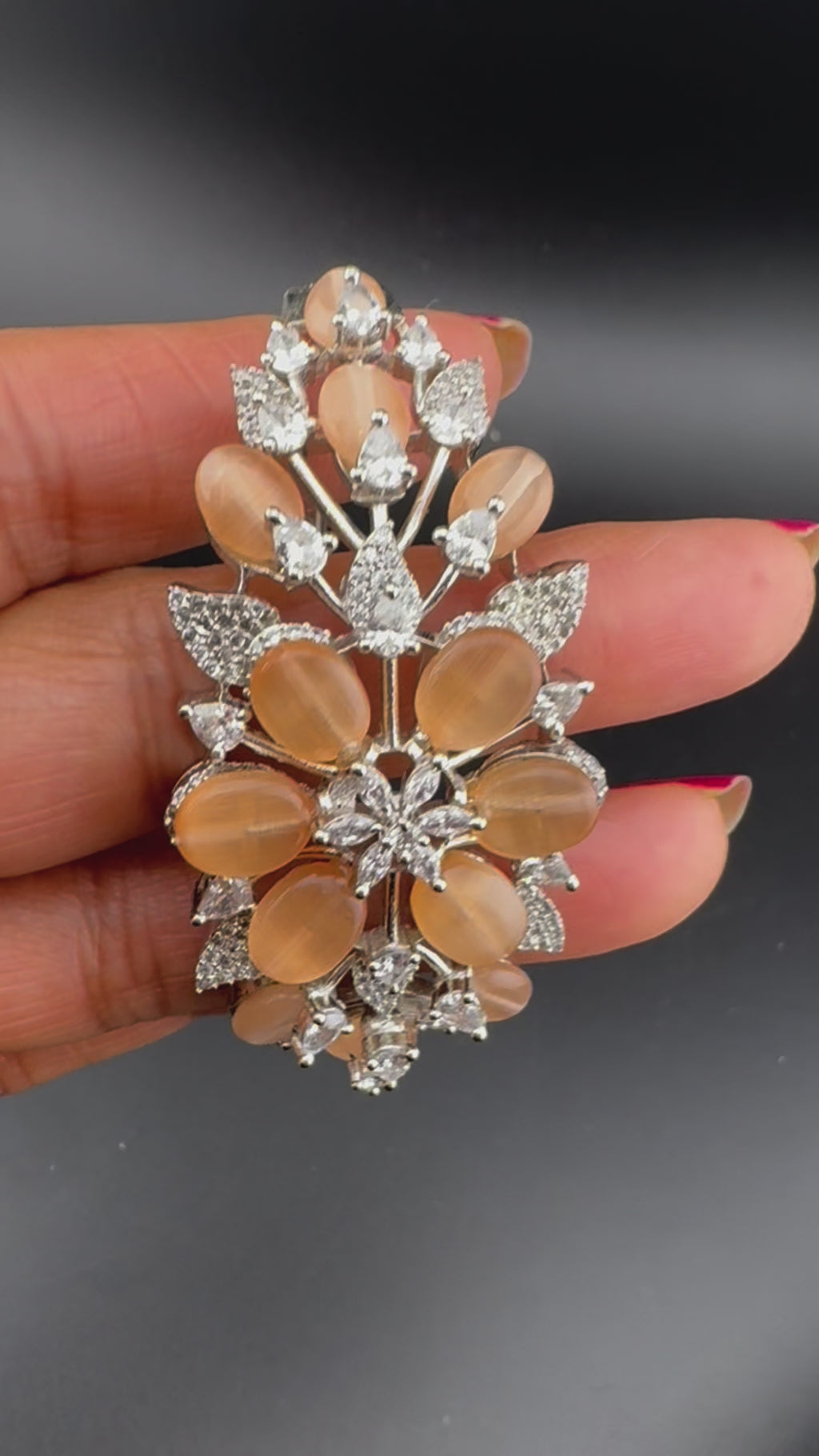 Single Silver Openable Designer bracelet with crystal stones, Cubic Zirconia in unique Nano setting/single bangle/Fits size upto 2.6"