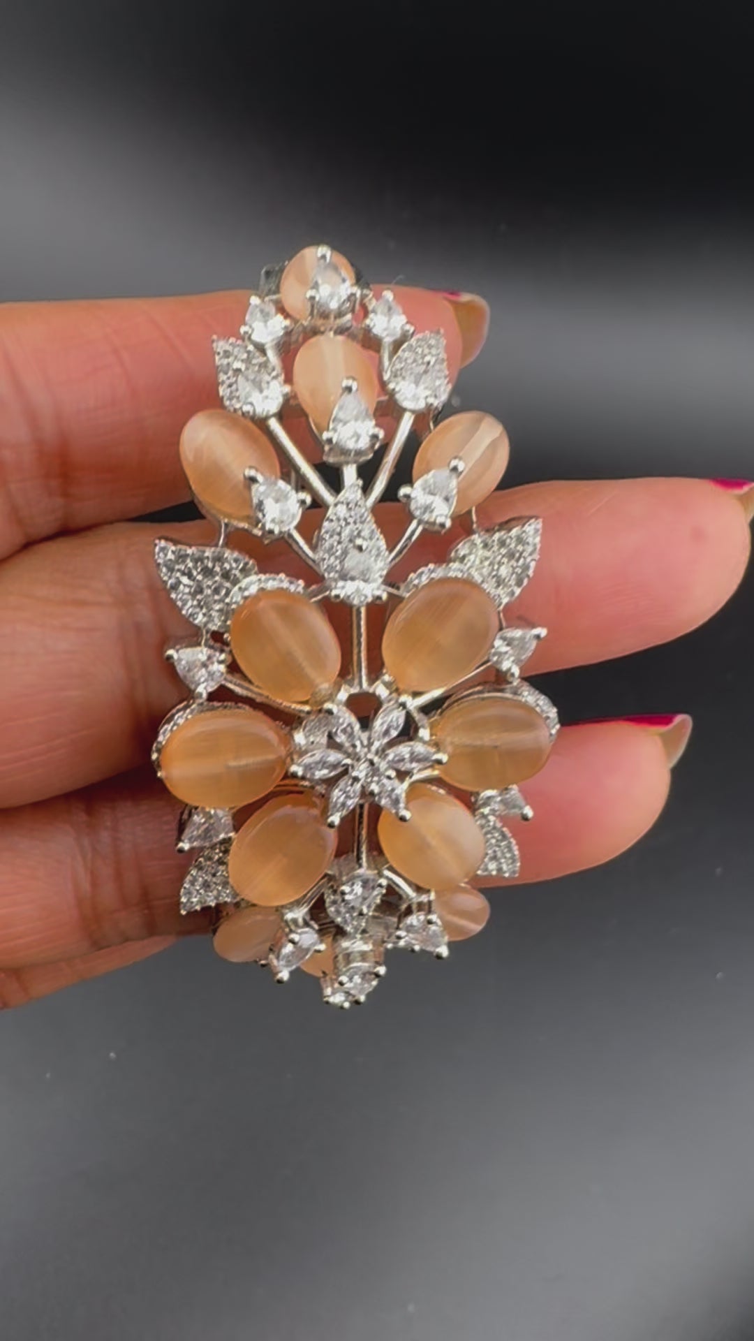 Single Silver Openable Designer bracelet with crystal stones, Cubic Zirconia in unique Nano setting/single bangle/Fits size upto 2.6"