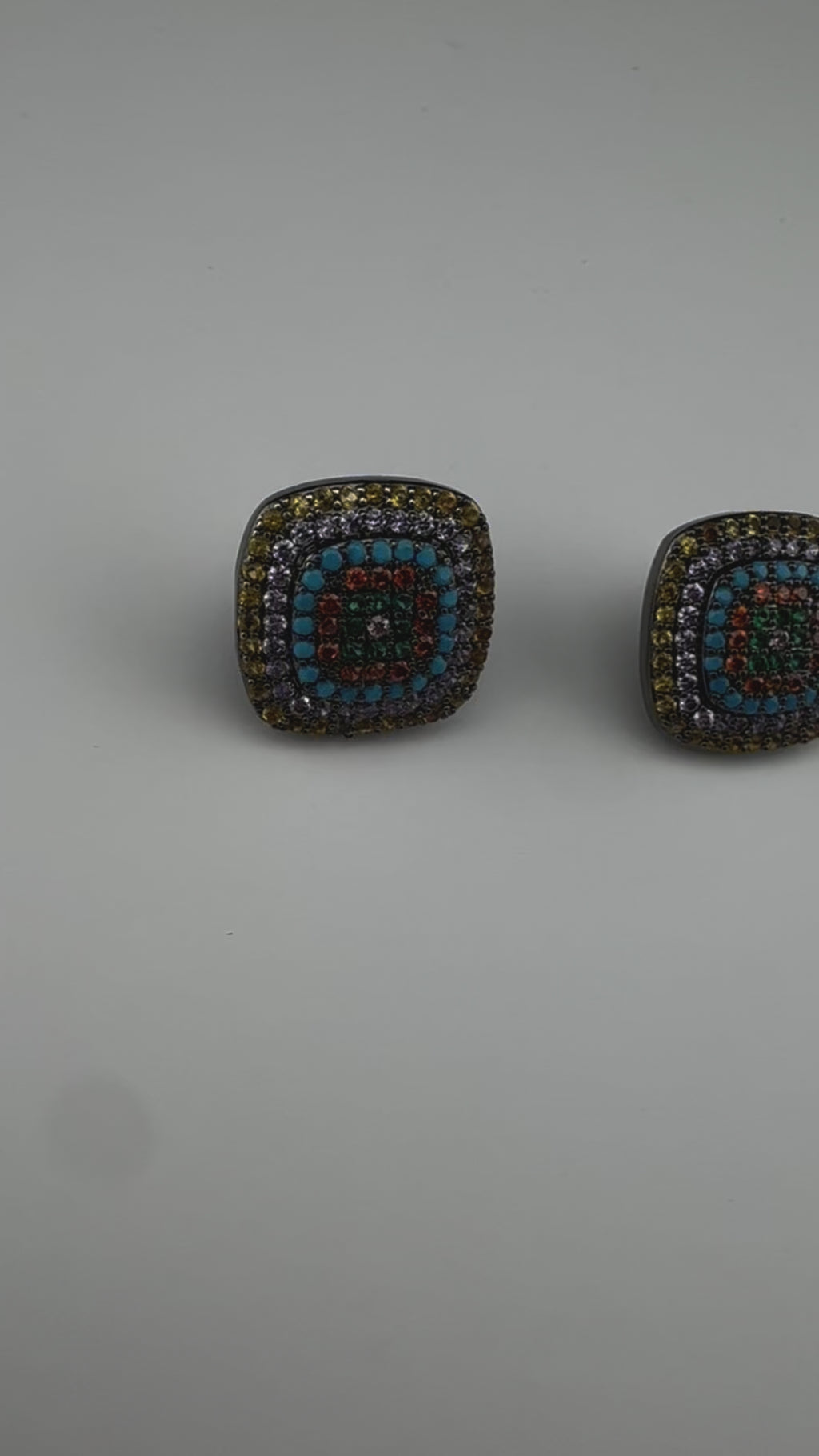 Premium Nano Setting Cubic Zirconia is Victorian designer Inspired Statement Square Stud earring