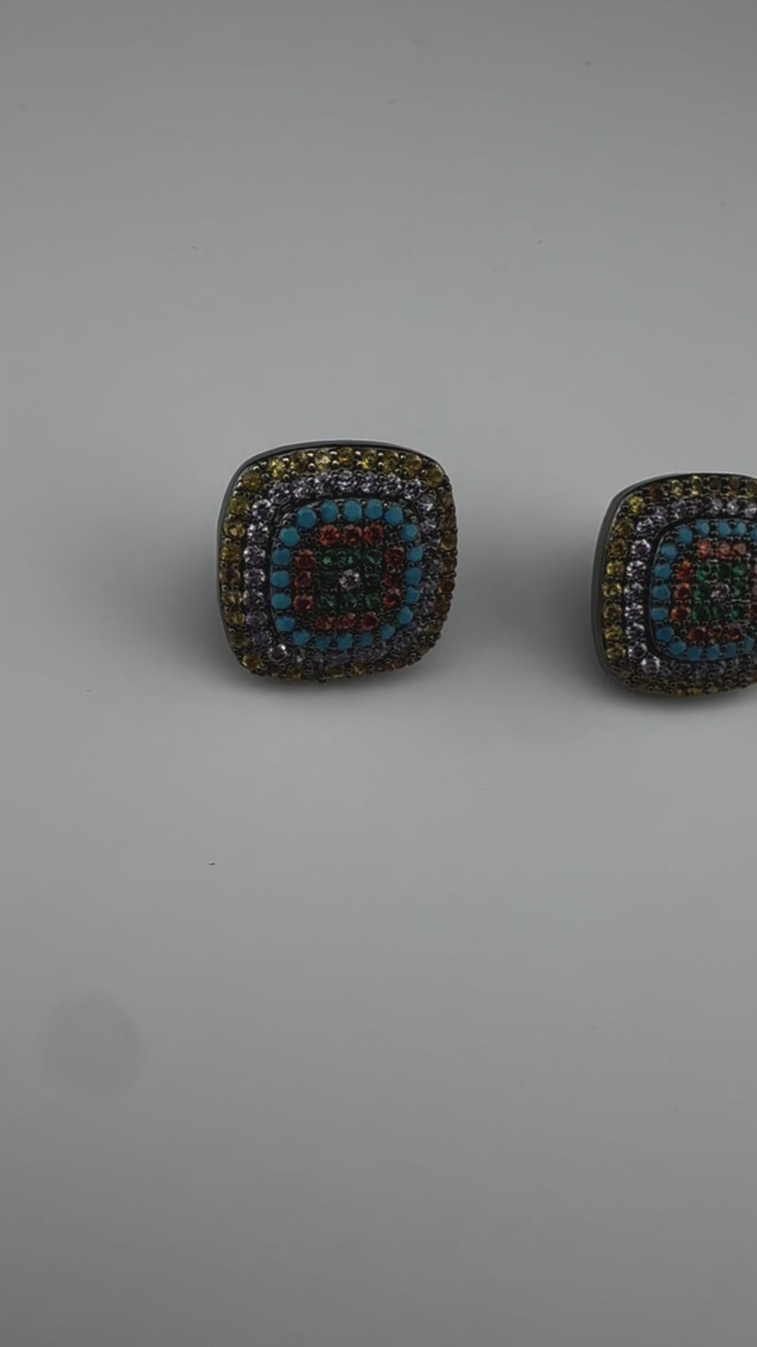 Premium Nano Setting Cubic Zirconia is Victorian designer Inspired Statement Square Stud earring