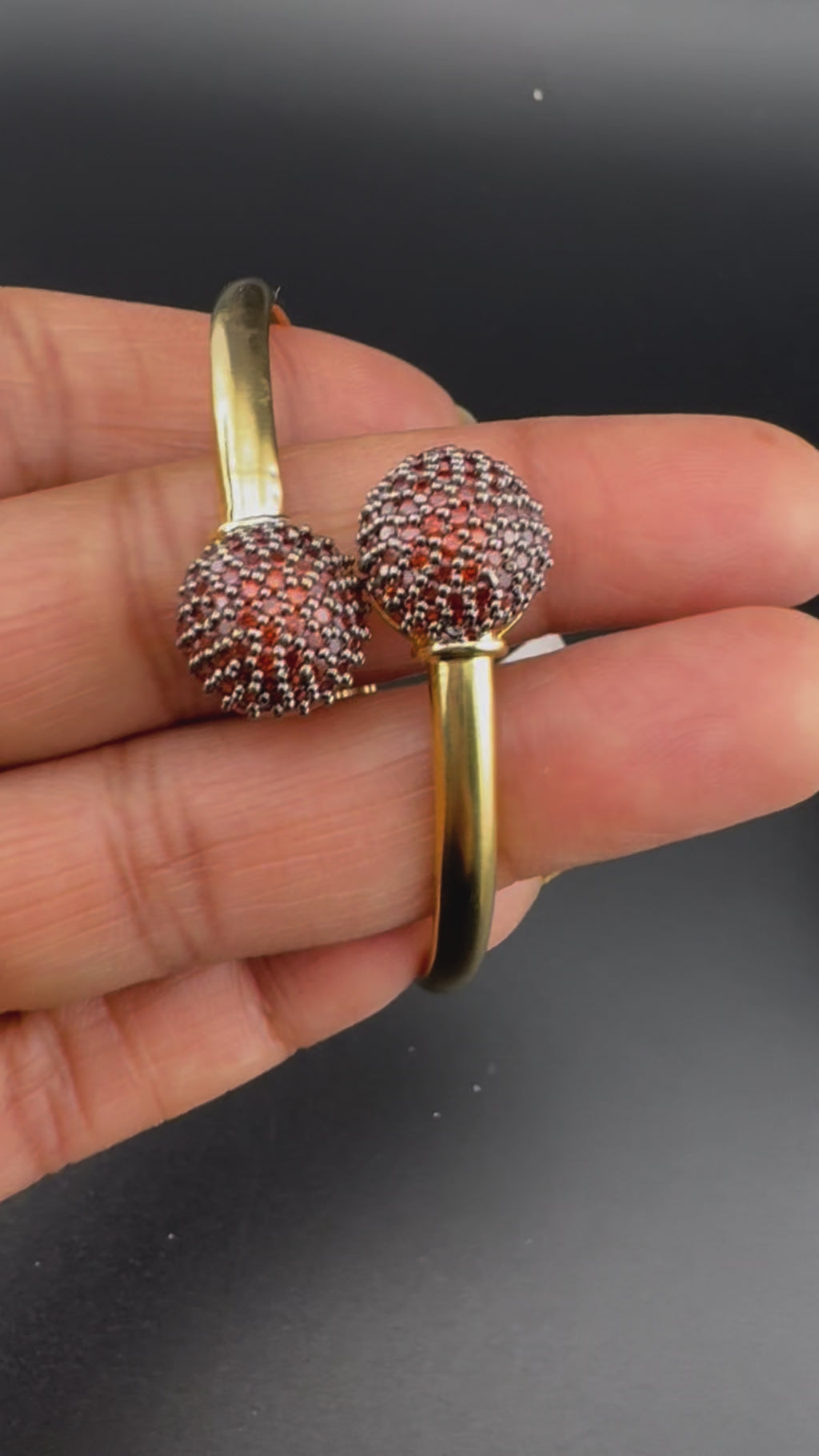 Openable Gold Stone and Cubic Zirconia Bracelet Designer inspired Bracelet bangle