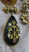 Amrapali Inspired Premium Necklace set, fusion Inlay work with Moissanite Kundan and natural stones