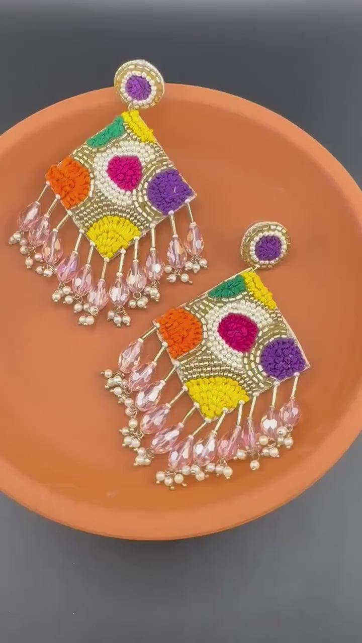 Beaded Multicolor with Tassel Quirky earring/Handmade earring