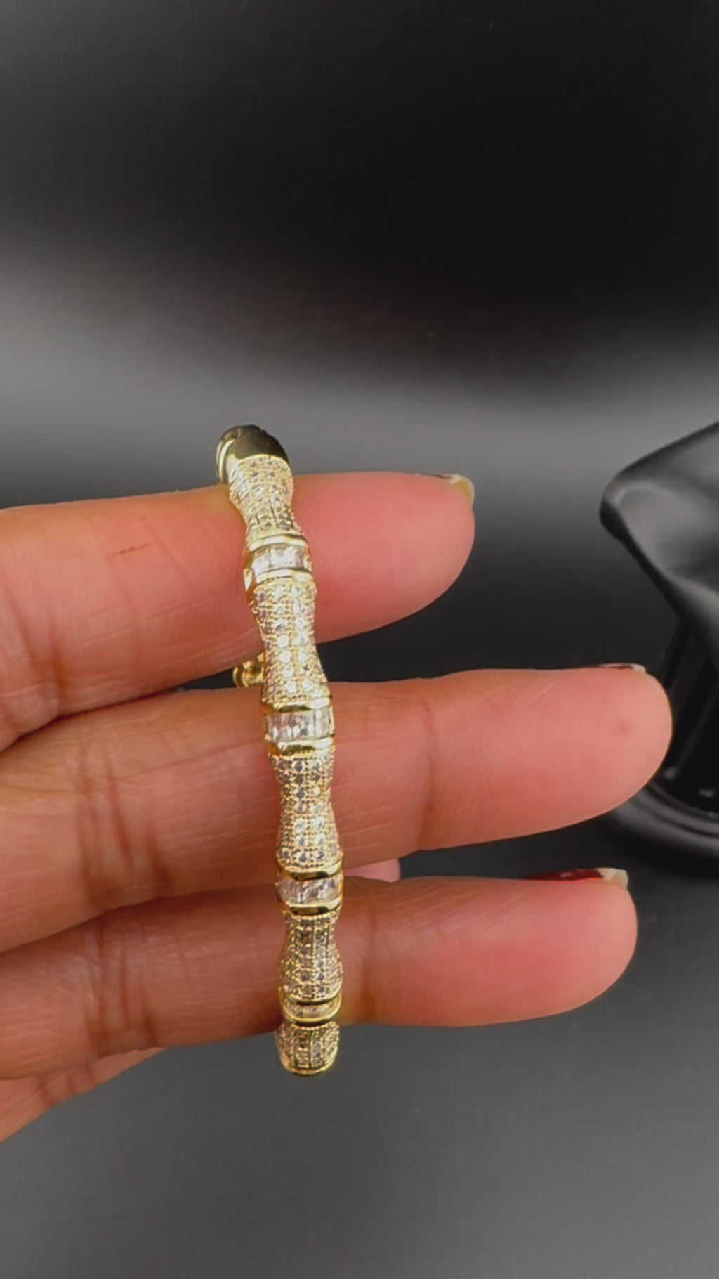 High Quality Gold Polish, Cubic Zirconia and stones Designer bracelet/Statement Bracelet/Indian Jewelry/Openable bangle/Fits upto 2.6" size