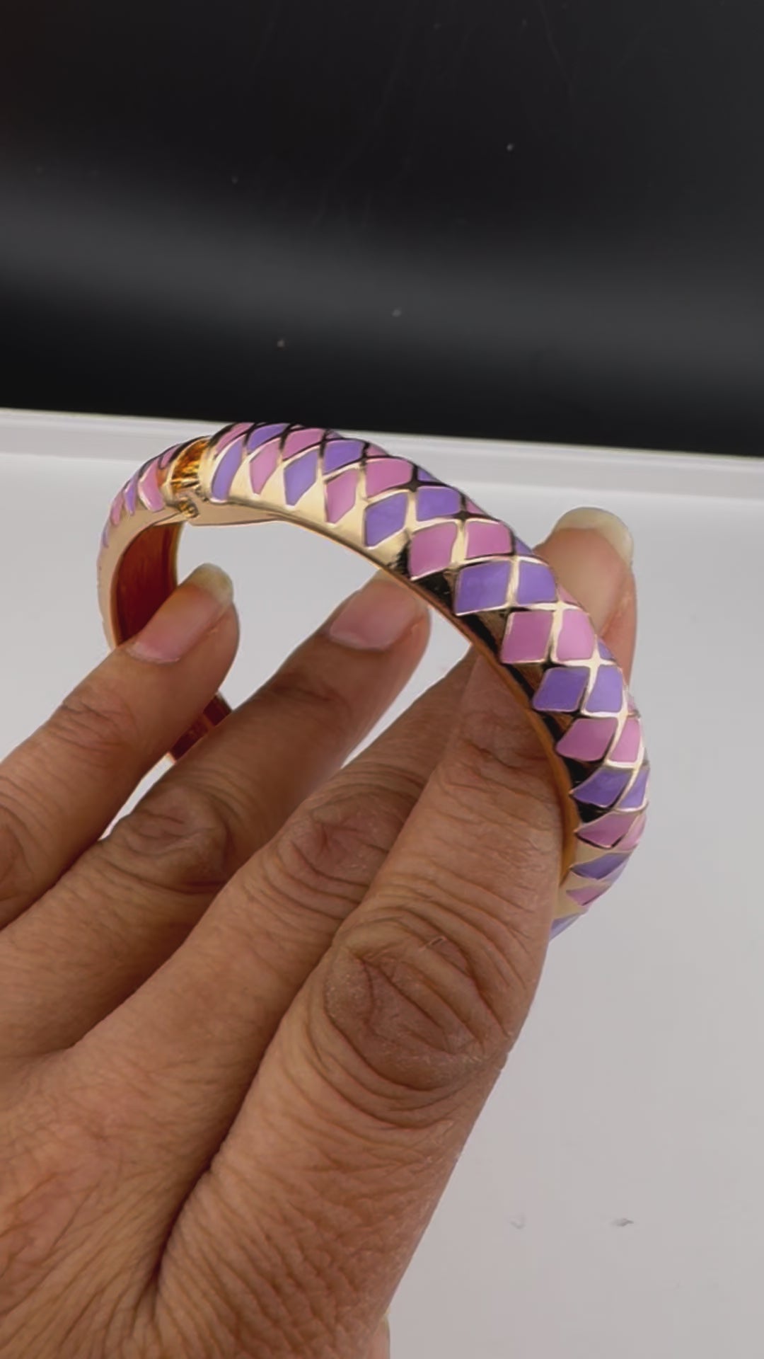 Openable Sleek Cuff Bracelet in Enamel and gold polish Snake Bracelet bangle/Indian Bracelet/Everyday Bracelet/Fits upto 2.6"